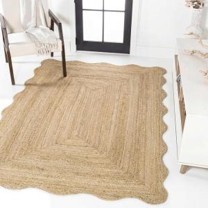 JONATHAN Y Seaside Cottage Scallop Edge Jute Natural Indoor Area Rug, 5×8, Farmhouse, Rustic, Cottage, Easy-Cleaning for Living Room, Bedroom, Kitchen, Non-Shedding (RNF201A-5)(Natural)