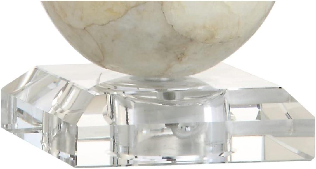 image:imageJONATHAN Y 19 Ivory Capiz Seashell LED Table Lamp Coastal Mosaic Table Lamp with Crystal Base and White Linen Drum Shade for Bedroom Living Room LED Bulb Included JYL1023A