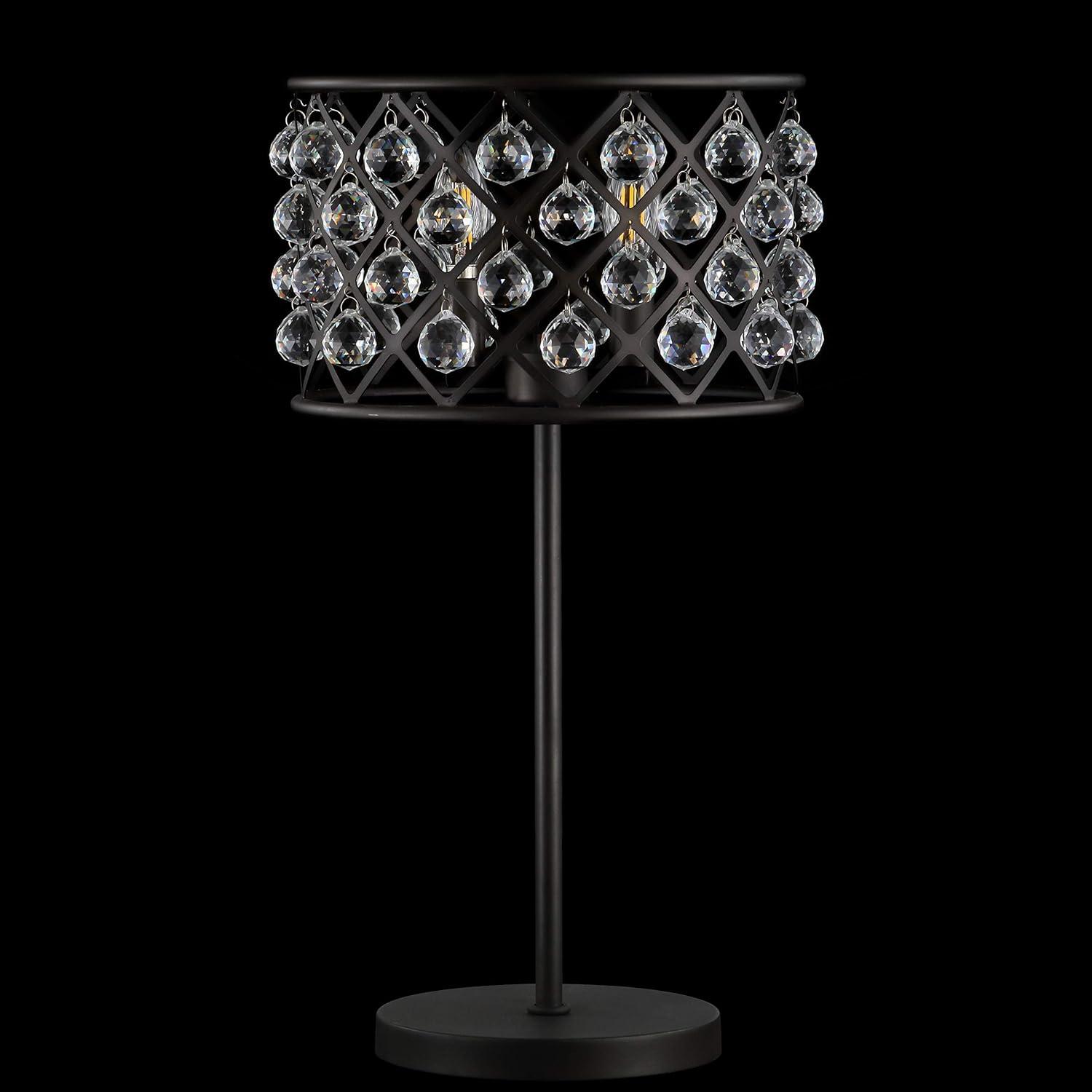 image:imageJONATHAN Y 225 Oil Rubbed Bronze 2Light Crystal and Iron Table Lamp Modern Glam Bedside Nightstand Lamp with Clear Crystal Spheres UL Listed LED Bulbs Included JYL9022A