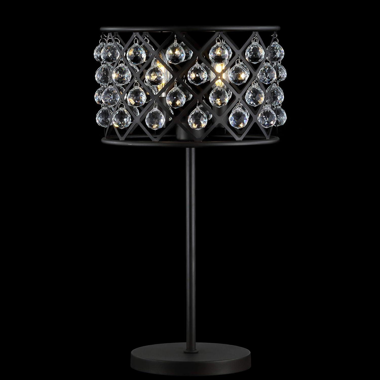 image:imageJONATHAN Y 225 Oil Rubbed Bronze 2Light Crystal and Iron Table Lamp Modern Glam Bedside Nightstand Lamp with Clear Crystal Spheres UL Listed LED Bulbs Included JYL9022A