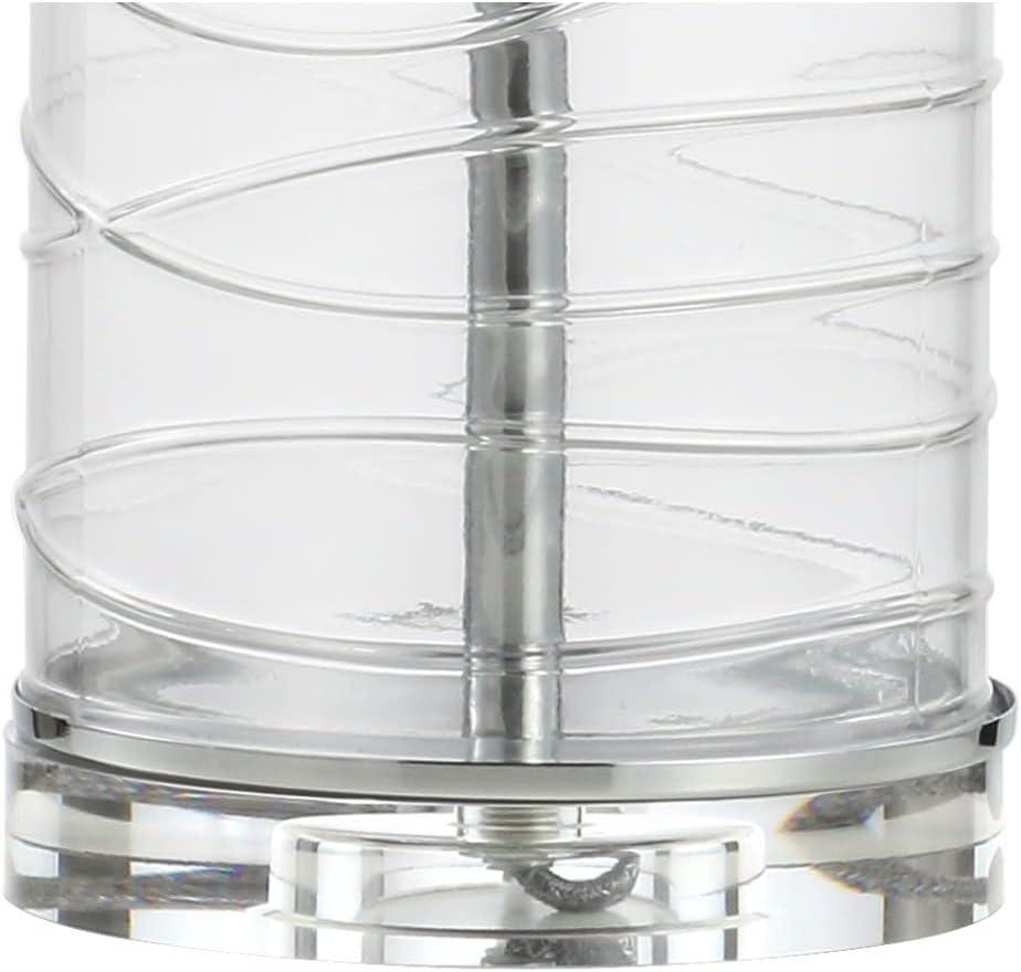 image:imageJONATHAN Y 275 Clear Modern Fused Glass Table Lamp Set of 2 for Bedroom Living Room Coastal Nightstand Bedside Lamp with White Linen Shade LED Bulbs Included JYL4016BSET2Clear