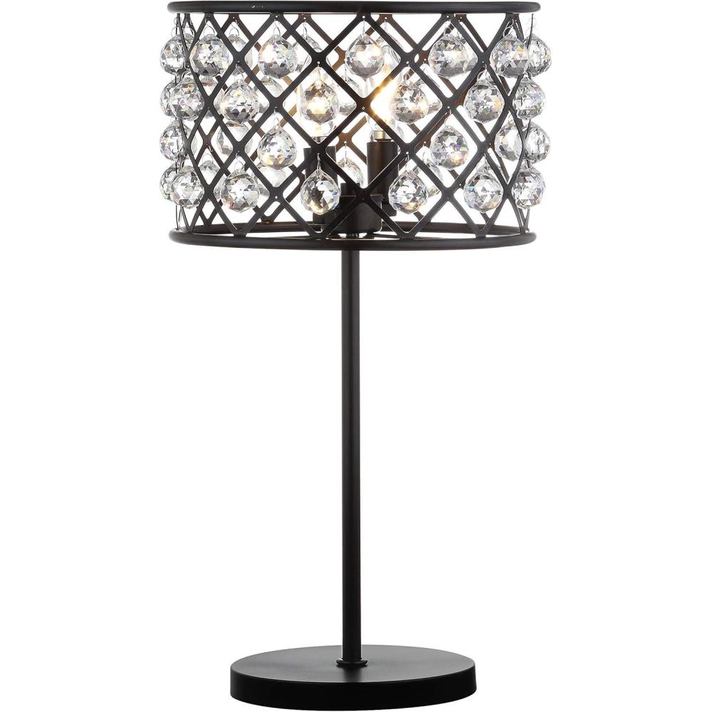 image:imageJONATHAN Y 225 Oil Rubbed Bronze 2Light Crystal and Iron Table Lamp Modern Glam Bedside Nightstand Lamp with Clear Crystal Spheres UL Listed LED Bulbs Included JYL9022A
