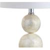 JONATHAN Y 19″ Ivory Capiz Seashell LED Table Lamp, Coastal Mosaic Table Lamp with Crystal Base and White Linen Drum Shade for Bedroom Living Room, LED Bulb Included JYL1023A