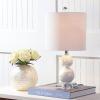 JONATHAN Y 19″ Ivory Capiz Seashell LED Table Lamp, Coastal Mosaic Table Lamp with Crystal Base and White Linen Drum Shade for Bedroom Living Room, LED Bulb Included JYL1023A