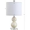 JONATHAN Y 19″ Ivory Capiz Seashell LED Table Lamp, Coastal Mosaic Table Lamp with Crystal Base and White Linen Drum Shade for Bedroom Living Room, LED Bulb Included JYL1023A