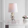 JONATHAN Y 19″ Silver/Ivory Owl Glass Table Lamp with Crystal Base, Contemporary Woodland Bedside Lamp for Living Room, White Linen Drum Shade, LED Bulb Included JYL4010A