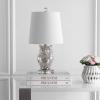 JONATHAN Y 19″ Silver/Ivory Owl Glass Table Lamp with Crystal Base, Contemporary Woodland Bedside Lamp for Living Room, White Linen Drum Shade, LED Bulb Included JYL4010A