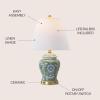 JONATHAN Y 22″ Green/White Ceramic Table Lamp, French Country Chinoiserie Ginger Jar LED Bedside Lamp for Living Room Bedroom, White Linen Shade (JYL3005E)(Green/White)