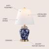 JONATHAN Y 22″ Green/White Ceramic Table Lamp, French Country Chinoiserie Ginger Jar LED Bedside Lamp for Living Room Bedroom, White Linen Shade (JYL3005E)(Navy/White)