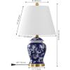 JONATHAN Y 22″ Green/White Ceramic Table Lamp, French Country Chinoiserie Ginger Jar LED Bedside Lamp for Living Room Bedroom, White Linen Shade (JYL3005E)(Navy/White)