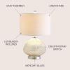 JONATHAN Y 22.5″ Mercury Silver Textured Glass Table Lamp, Contemporary Nightstand Lamp for Living Room Bedroom, White Linen Drum Shade, LED Bulb Included JYL1082A