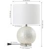 JONATHAN Y 23.5″ Pearl White Coastal Capiz Seashell Sphere LED Table Lamp, Contemporary Round Table Lamp with White Linen Drum Shade and Crystal Base, LED Bulb Included JYL1055A