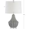 JONATHAN Y 24.5″ Cream Ceramic Table Lamp for Bedroom, Modern Bedside Desk Lamp, White Linen Drum Shade, Fluted Gourd for Living Room, LED Bulb Included (JYL8018C)(Gray)