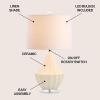 JONATHAN Y 24.5″ Cream Ceramic Table Lamp for Bedroom, Modern Bedside Desk Lamp, White Linen Drum Shade, Fluted Gourd for Living Room, LED Bulb Included (JYL8018C)(Cream)