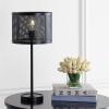 JONATHAN Y 25″ Black Minimalist Metal LED Table Lamp, Modern Industrial Iron Desk Lamp for Living Room Bedroom, Round Metal Screen Drum Shade, LED Bulb Included JYL1102A