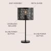 JONATHAN Y 25″ Black Minimalist Metal LED Table Lamp, Modern Industrial Iron Desk Lamp for Living Room Bedroom, Round Metal Screen Drum Shade, LED Bulb Included JYL1102A