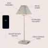 JONATHAN Y 25″ Nickel Industrial Iron Pyramid Bedside LED Table Lamp with USB Charging Port, Modern Minimalist Lamp for Bedroom Home Office, LED Bulb Included JYL6017A