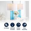 JONATHAN Y 27.5″ Clear Modern Fused Glass Table Lamp Set of 2 for Bedroom Living Room, Coastal Nightstand Bedside Lamp with White Linen Shade, LED Bulbs Included (JYL4016B-SET2)(Turquoise)