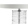 JONATHAN Y 27.5″ Clear Modern Fused Glass Table Lamp Set of 2 for Bedroom Living Room, Coastal Nightstand Bedside Lamp with White Linen Shade, LED Bulbs Included (JYL4016B-SET2)(Clear)