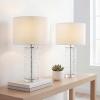 JONATHAN Y 27.5″ Clear Modern Fused Glass Table Lamp Set of 2 for Bedroom Living Room, Coastal Nightstand Bedside Lamp with White Linen Shade, LED Bulbs Included (JYL4016B-SET2)(Clear)