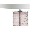 JONATHAN Y 27.5″ Clear Modern Fused Glass Table Lamp Set of 2 for Bedroom Living Room, Coastal Nightstand Bedside Lamp with White Linen Shade, LED Bulbs Included (JYL4016B-SET2)(Smoky Gray)
