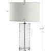 JONATHAN Y 27.5″ Clear Modern Fused Glass Table Lamp Set of 2 for Bedroom Living Room, Coastal Nightstand Bedside Lamp with White Linen Shade, LED Bulbs Included (JYL4016B-SET2)(Clear)