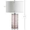 JONATHAN Y 27.5″ Clear Modern Fused Glass Table Lamp Set of 2 for Bedroom Living Room, Coastal Nightstand Bedside Lamp with White Linen Shade, LED Bulbs Included (JYL4016B-SET2)(Smoky Gray)