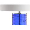 JONATHAN Y 27.5″ Clear Modern Fused Glass Table Lamp Set of 2 for Bedroom Living Room, Coastal Nightstand Bedside Lamp with White Linen Shade, LED Bulbs Included (JYL4016B-SET2)(Cobalt)
