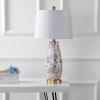 JONATHAN Y 28″ Natural Mosaic Seashell Table Lamp, Coastal Contemporary Resin Lamp for Living Room Bedroom, White Linen Shade, Brass Gold Accents, LED Bulb Included JYL4005A