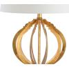 JONATHAN Y 28.5″ Gold Leaf Sebastian Metal Trellis LED Table Lamp, Contemporary Iron Bedside Lamp for Living Room Bedroom, White Linen Drum Shade, LED Bulb Included JYL3025A