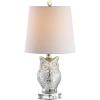 JONATHAN Y 19″ Silver/Ivory Owl Glass Table Lamp with Crystal Base, Contemporary Woodland Bedside Lamp for Living Room, White Linen Drum Shade, LED Bulb Included JYL4010A