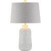 JONATHAN Y 26″ Cream Textured Ceramic Table Lamp, Transitional Boho Geometric Trellis Bedside Lamp for Bedroom Living Room, Gray Linen Drum Shade, LED Bulb Included JYL4018A