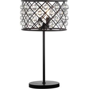 JONATHAN Y 22.5″ Oil Rubbed Bronze 2-Light Crystal and Iron Table Lamp, Modern Glam Bedside Nightstand Lamp with Clear Crystal Spheres, UL Listed, LED Bulbs Included JYL9022A