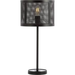 JONATHAN Y 25″ Black Minimalist Metal LED Table Lamp, Modern Industrial Iron Desk Lamp for Living Room Bedroom, Round Metal Screen Drum Shade, LED Bulb Included JYL1102A