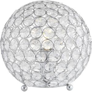 JONATHAN Y 8.25″ Clear Acrylic and Chrome Globe LED Table Lamp, Modern Glam Textured Crystal Body for Nightstand, Bedroom, and Living Room, LED Bulb Included JYL1042A