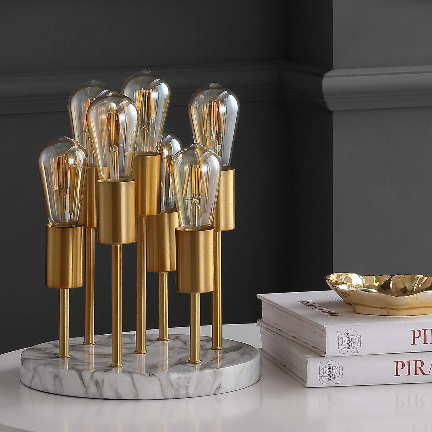 image:imageJONATHAN Y 135 Brass Gold 7Light Modern Metal and Resin Accent Lamp MidCentury Cluster Table Lamp with Marble Base for Living Room Bedroom LED Bulbs Included JYL1060A