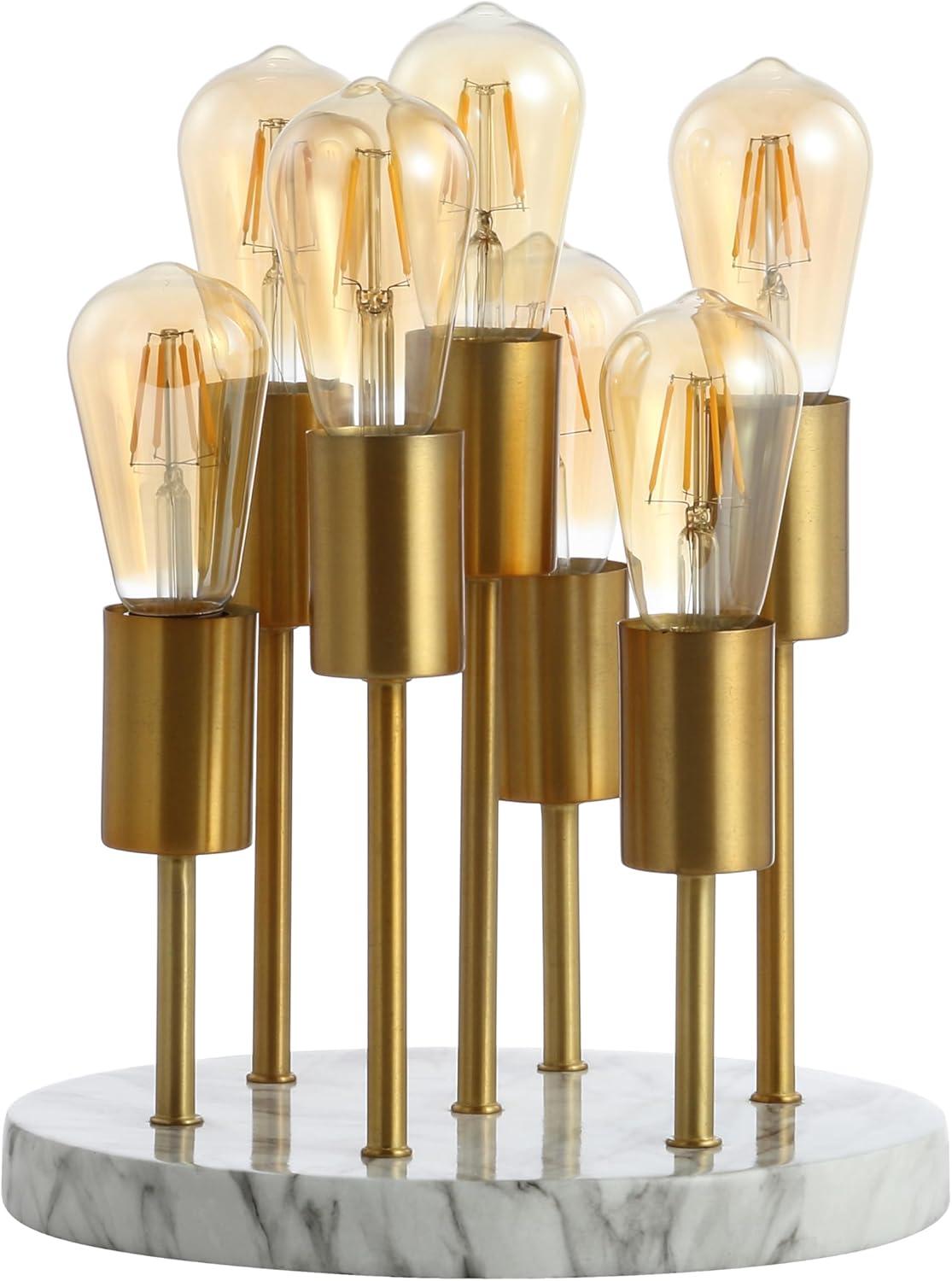 image:imageJONATHAN Y 135 Brass Gold 7Light Modern Metal and Resin Accent Lamp MidCentury Cluster Table Lamp with Marble Base for Living Room Bedroom LED Bulbs Included JYL1060A