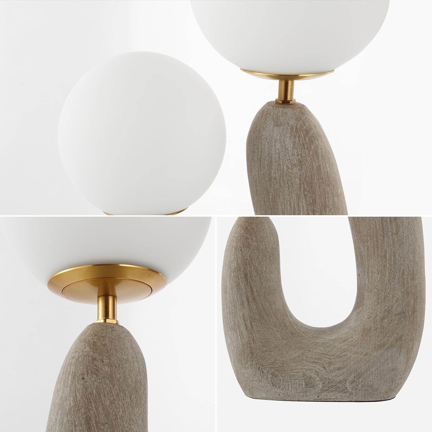 image:imageJONATHAN Y 18 Gray Wood Finish 2Light MidCentury Scandinavian Resin Cactus LED Table Lamp Brass Iron Accents Frosted Glass Globe Shades LED Bulbs Included JYL4064A