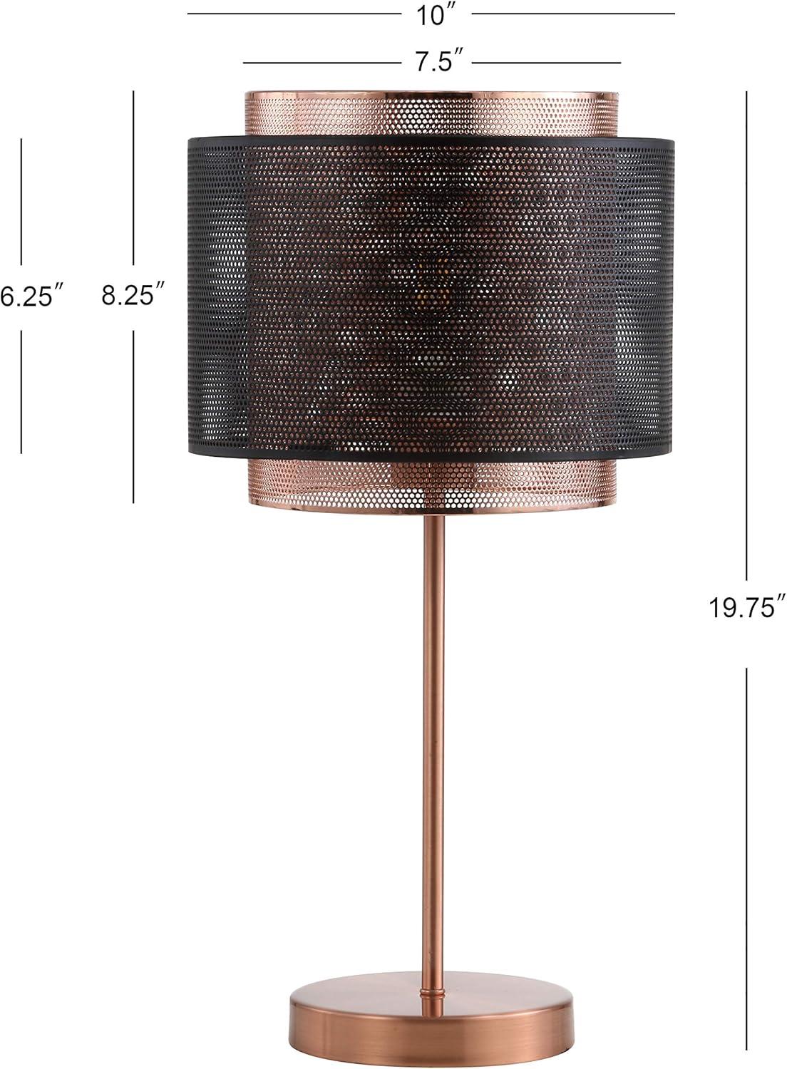 image:imageJONATHAN Y 197 Copper and Black Metal Table Lamp Modern Industrial Double Mesh Drum Shade Desk Lamp for Bedroom Living Room Office UL Listed LED Bulb Included JYL6106A