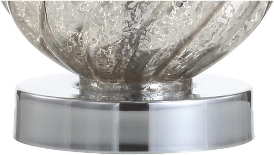 image:imageJONATHAN Y 205 Mercury Silver Textured GlassMetal LED Table Lamp Transitional Glam Bedside Nightstand Lamp White Linen Drum Shade Chrome Accents LED Bulb Included JYL1034A