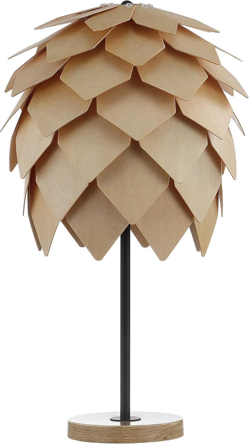 image:imageJONATHAN Y 205 Natural and Black Pinecone Wood and Metal LED Table Lamp Contemporary Organic Modern Scandinavian Desk Lamp for Living Room Bedroom LED Bulb Included JYL6123A