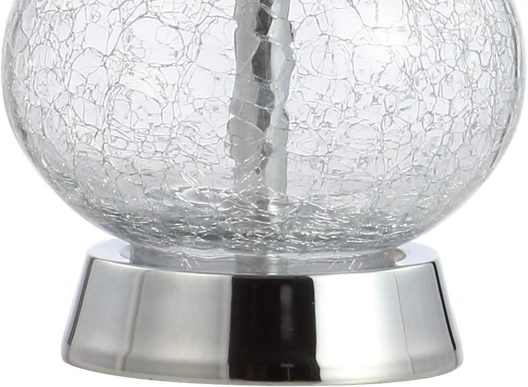 image:imageJONATHAN Y 21 Chrome and Crackled Glass Table Lamp Contemporary Artisanal Metal Bedside Lamp for Living Room White Linen Shade UL Listed LED Bulb Included JYL4035A