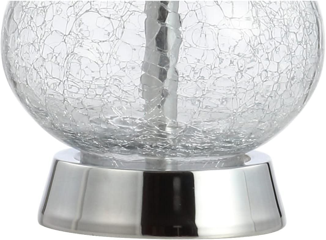 image:imageJONATHAN Y 21 Chrome and Crackled Glass Table Lamp Contemporary Artisanal Metal Bedside Lamp for Living Room White Linen Shade UL Listed LED Bulb Included JYL4035A