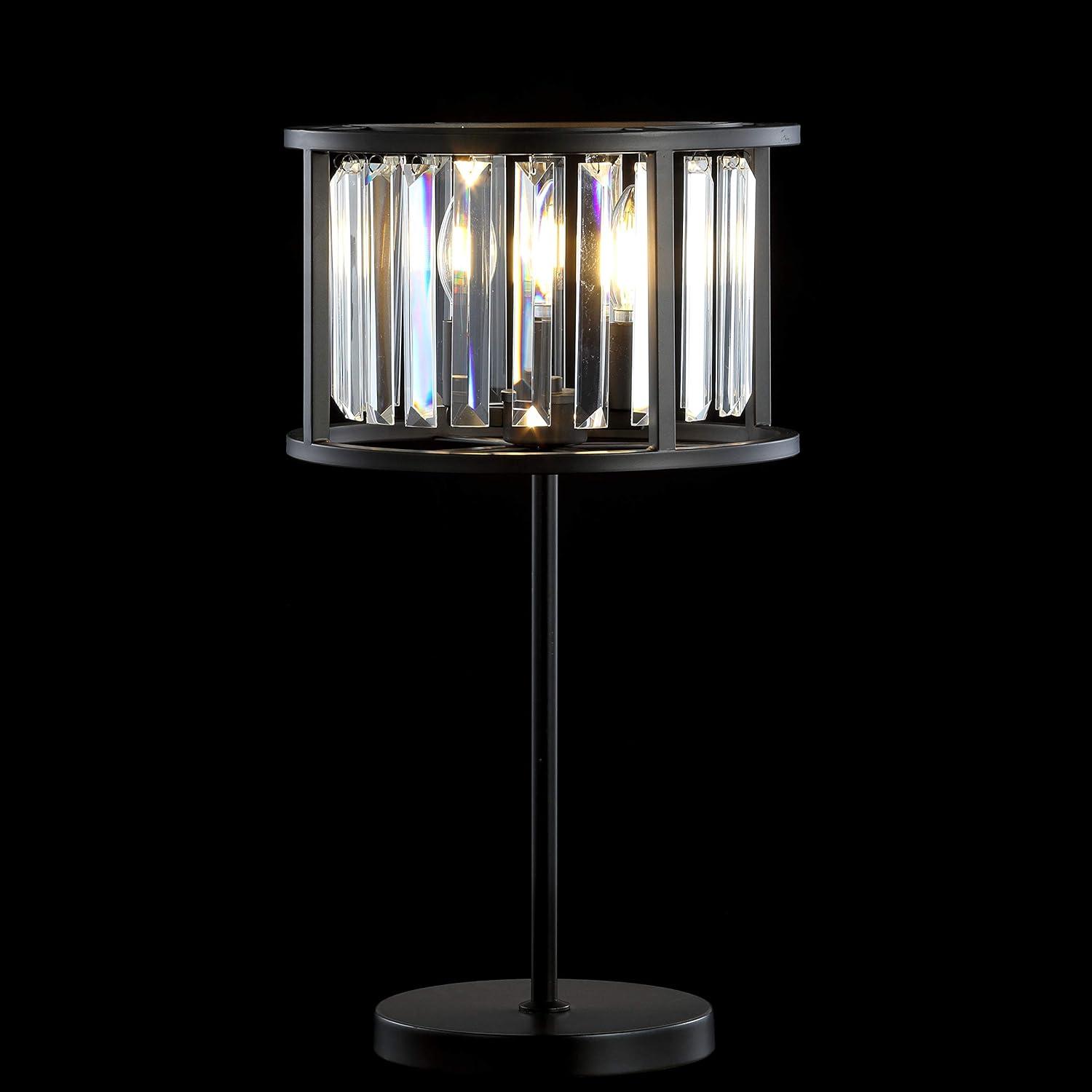 image:imageJONATHAN Y 215 Oil Rubbed Bronze 2Light Metal and Crystal Table Lamp Traditional Geometric Bedside Lamp with Linear Crystals for Living Room LED Bulbs Included JYL9053A