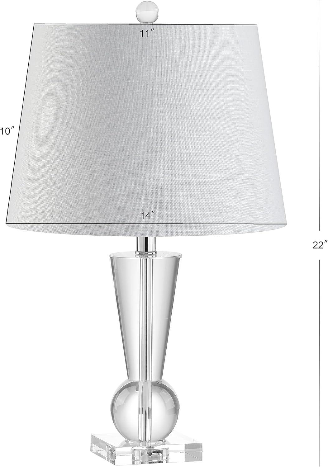 image:imageJONATHAN Y 22 Clear Crystal LED Table Lamp Glam Nightstand Lamp with Chrome Accents and White Linen Empire Shade for Bedroom Living Room LED Bulb Included UL Listed JYL5016A