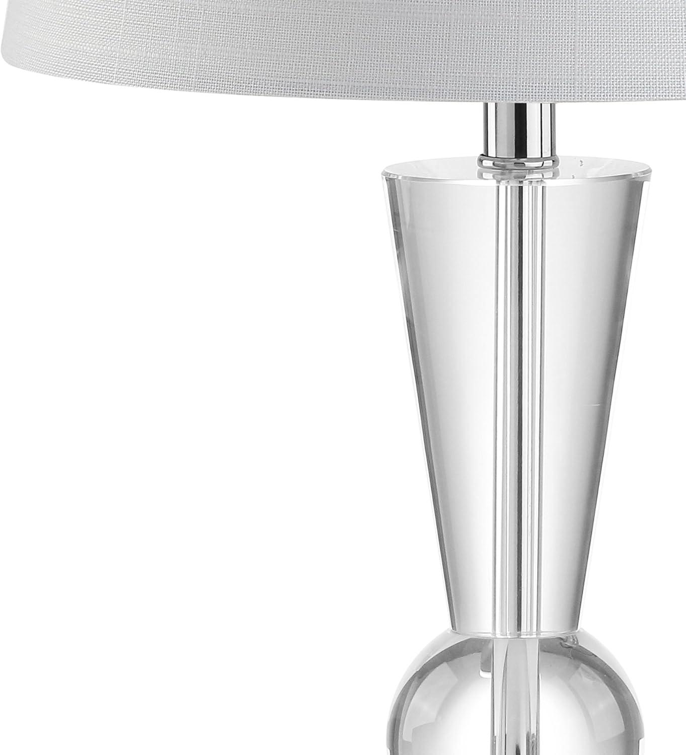 image:imageJONATHAN Y 22 Clear Crystal LED Table Lamp Glam Nightstand Lamp with Chrome Accents and White Linen Empire Shade for Bedroom Living Room LED Bulb Included UL Listed JYL5016A