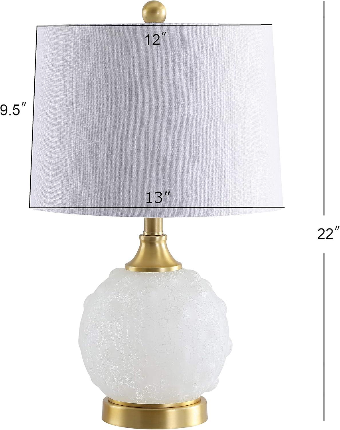 image:imageJONATHAN Y 22 WhiteBrass Gold Dotted Glass Table Lamp Contemporary Metal Bedside Lamp with White Linen Drum Shade for Living Room Bedroom LED Bulb Included UL Listed JYL6200A
