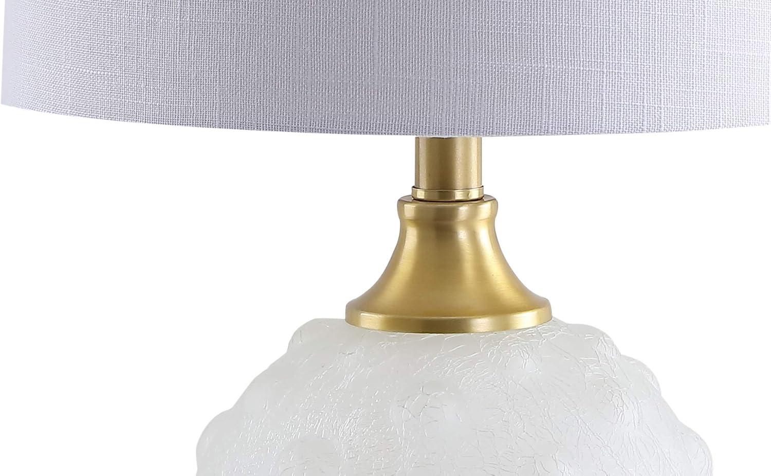 image:imageJONATHAN Y 22 WhiteBrass Gold Dotted Glass Table Lamp Contemporary Metal Bedside Lamp with White Linen Drum Shade for Living Room Bedroom LED Bulb Included UL Listed JYL6200A