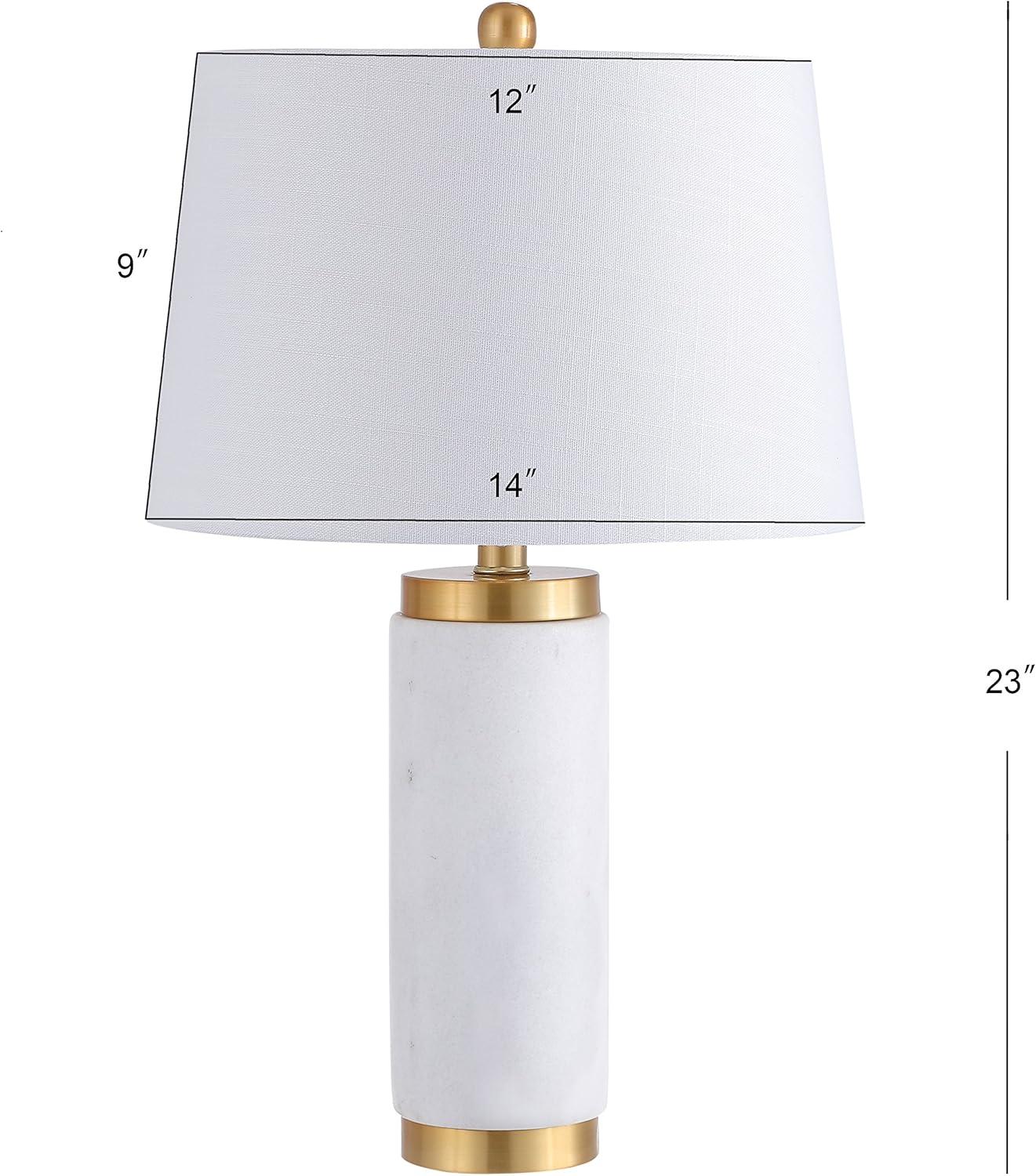 image:imageJONATHAN Y 23 WhiteBrass Gold Marble LED Table Lamp Contemporary Modern Glam Column Lamp with White Linen Drum Shade for Living Room Bedroom LED Bulb Included UL Listed JYL5022A