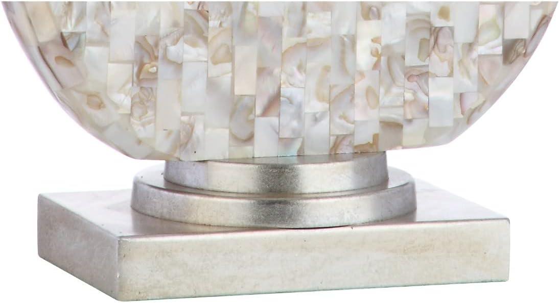 image:imageJONATHAN Y 24 Dennis Cream MotherofPearl Seashell Table Lamp Coastal Traditional Bedside Lamp for Living Room Bedroom White Linen Drum Shade LED Bulb Included JYL1050A